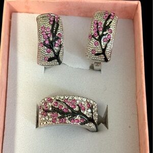 Elegant Silver and Pink Jewelry Set